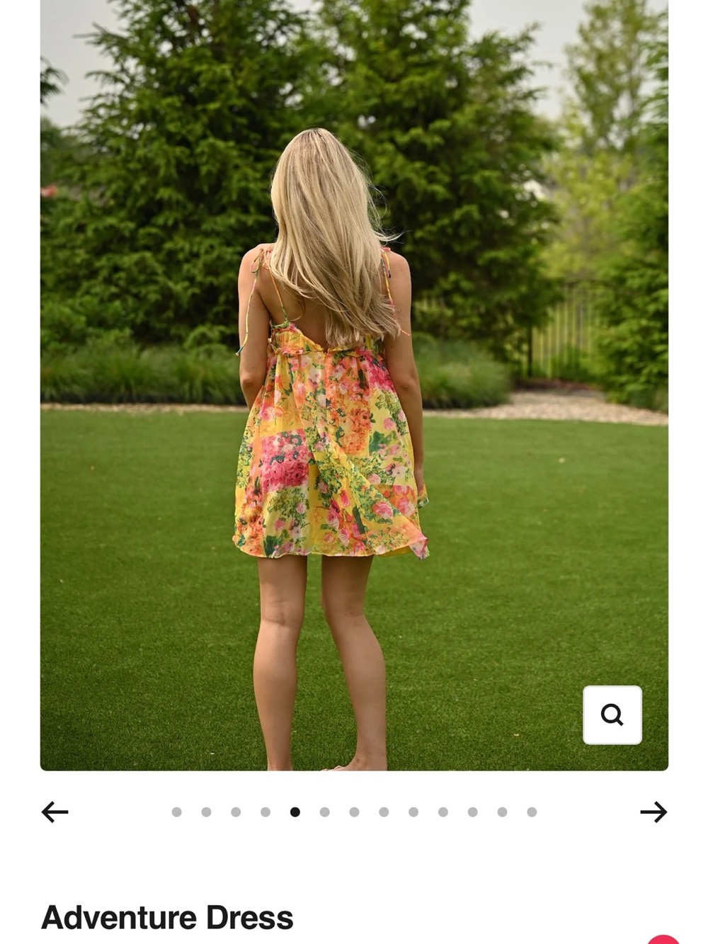 Floral Tie-Strap Mini Dress in Yellow and Pink - Picture 4 of 4
